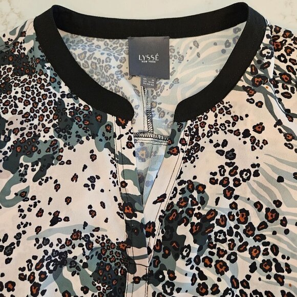LYSSE New York Camonimal Top Size Medium Mixed Media Animal Print Tunic Mob Wife - Picture 5 of 12